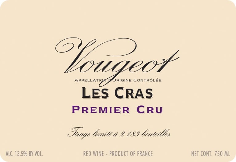 Domaine la Vougeraie Vougeot 1er Cru Le Les Cras Rouge de Vougeot Monopole 伍杰雷 - 伏旧园(伏旧一级园)(紅)2020